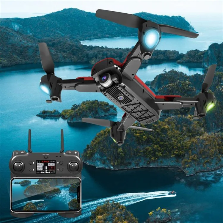 HJ68 Controle de Aplicativo RC Helicóptero 4K HD Dual Câmera Drone Dobrável Braço Dobrável Wifi Fpv Altura de Retenção Quadcopter, Com 3 Baterias - Preto