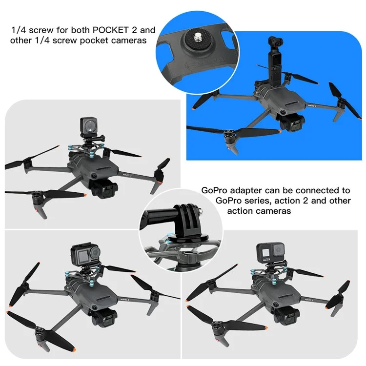 RCSTQ Multifunction Extension pour DJI Mavic 3 Drone Accessoires Pièce de montage à dégagement rapide avec vis 1/4"