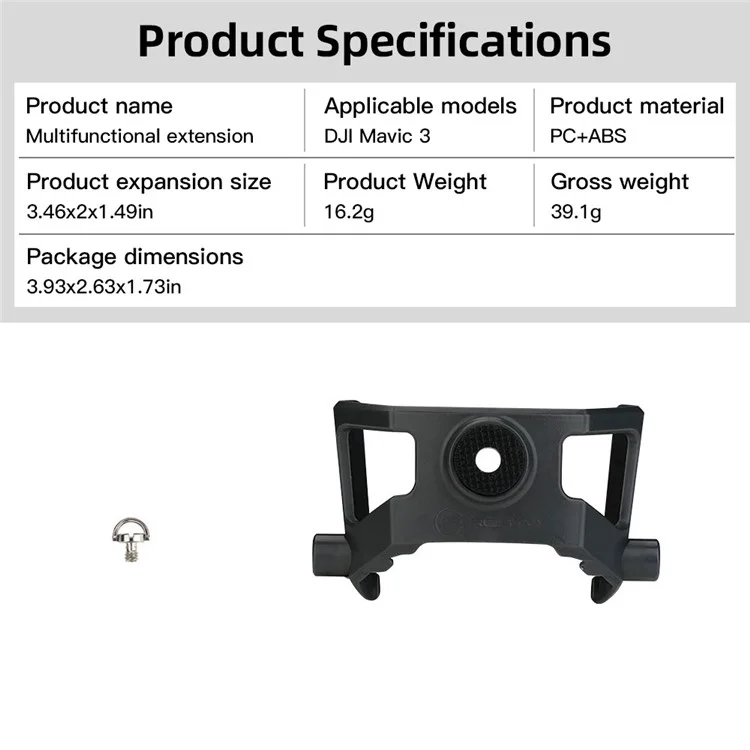 RCSTQ Multifunction Extension pour DJI Mavic 3 Drone Accessoires Pièce de montage à dégagement rapide avec vis 1/4"