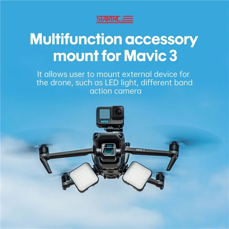 STARTRC 1110538 For DJI Mavic 3 Multifunction GoPro Action Camera Fill Light Mount Adapter Kit Set