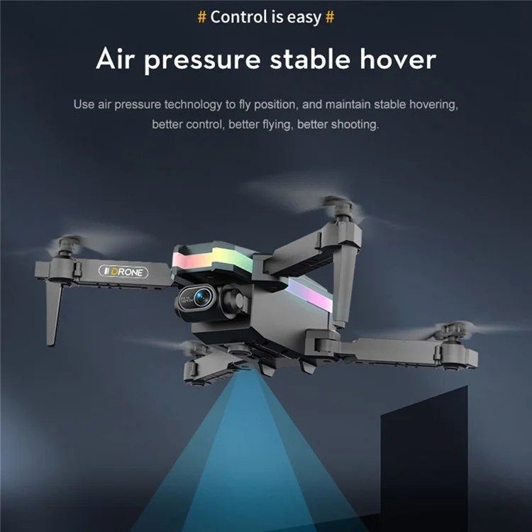 LSRC LS-XT8 Tragbare RC-Flugzeug-Drohne mit faltbaren Mini-Luftbildern, Doppelkamera 4K-Flugzeug mit Höhenhaltemodus/LED-Licht - Schwarz