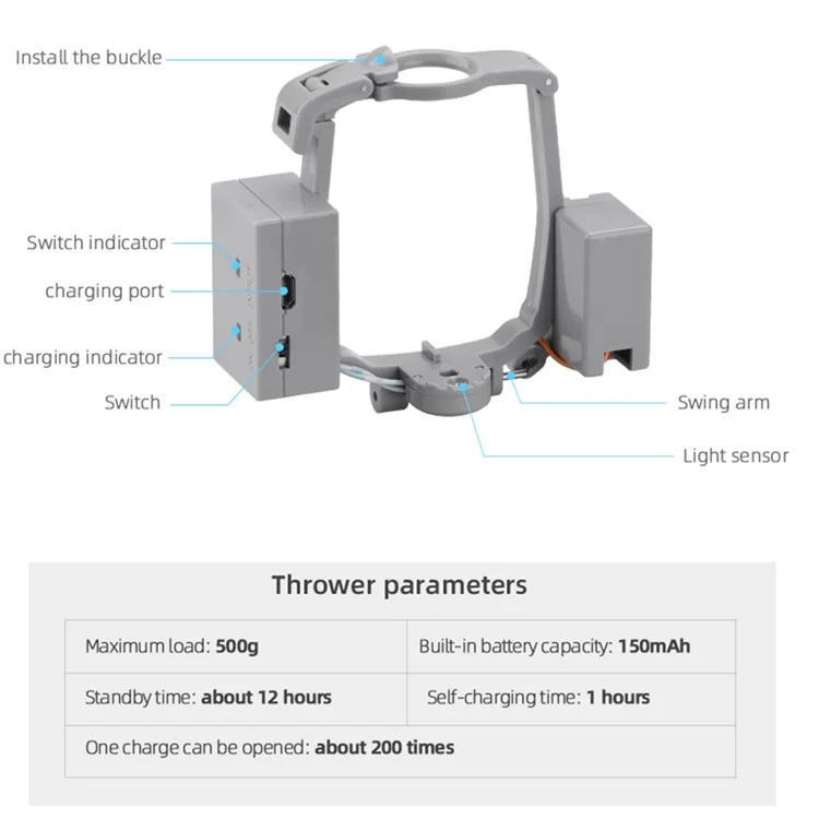 EWB9199 per DJI Mavic Air 2/2S Dispositivo di rilascio Airdrop System Payload Transport per pesca, matrimonio, Pasqua, festa di compleanno, riunione di famiglia