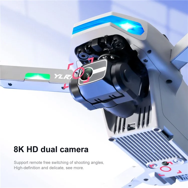 YLRC S135 Fotografia aerea Drone a doppia lente 8K HD 3-Assi Gimbal Radar Ostacolo Evitare RC Aircraft Pieghevole Portatile Aeroplano per Viaggi (2Pc Batterie) - Nero