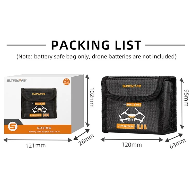 Sunnylife MM3-DC386 Para DJI Mini 3 Pro 3 Baterias Capação Lipo Bateragem Bacher Bothore Bother