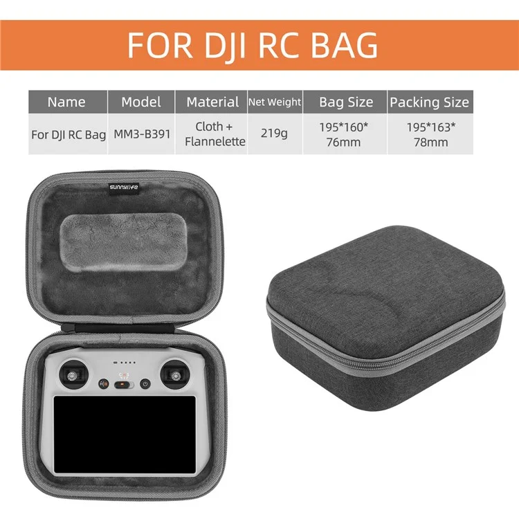 Sunnylife MM3-B391 Для DJI RC RC Demote Controler Portable Shock-resecting Case Case Sut