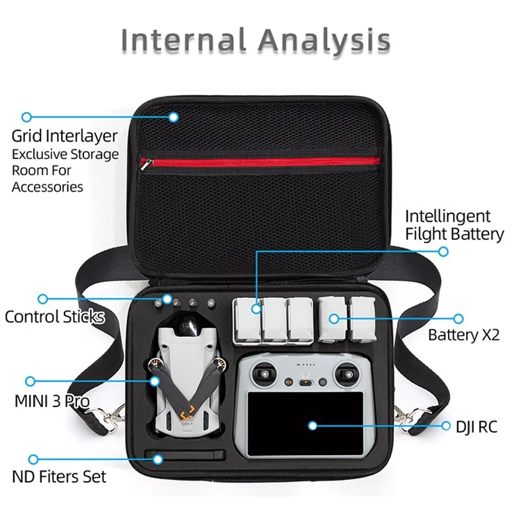 Para DJI Mini 3 Pro Portátil de Cargador RC Bolsa de Almacenamiento a Prueba de Choques de Drones Anti-Scratch Shoulder Bag - Negro Negro
