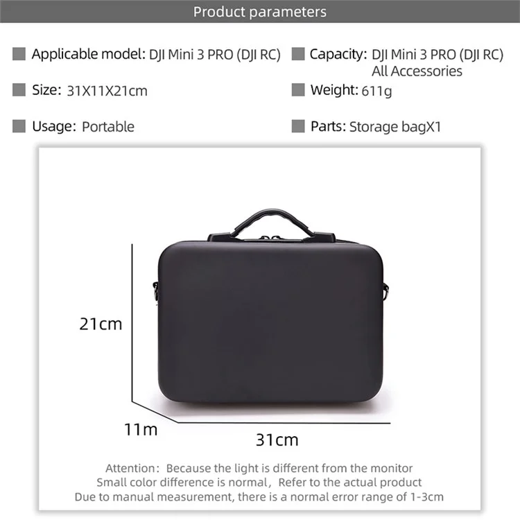 Para DJI Mini 3 Pro Portátil de Cargador RC Bolsa de Almacenamiento a Prueba de Choques de Drones Anti-Scratch Shoulder Bag - Negro Negro