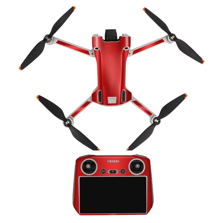 SUNNYLIFE MM3-TZ396 For DJI Mini 3 Pro Drone + for DJI RC Remote Control Stickers Set Anti-scratch Decorative Stickers Decals - Aurora Red