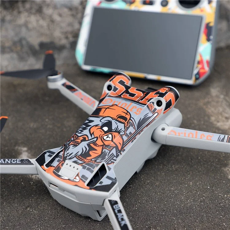 SUNNYLIFE MM3-TZ396 For DJI Mini 3 Pro Drone + for DJI RC Remote Control Stickers Set Anti-scratch Decorative Stickers Decals - Aurora Red