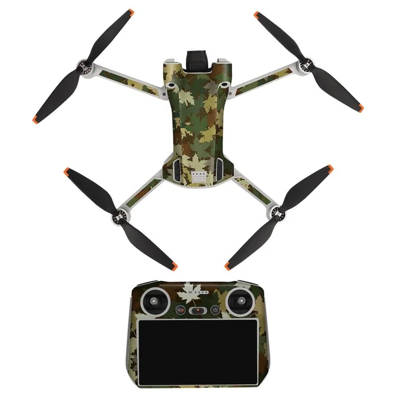 SUNNYLIFE MM3-TZ396 For DJI Mini 3 Pro Drone + for DJI RC Remote Control Stickers Set Anti-scratch Decorative Stickers Decals - Maple Leaf Camouflage