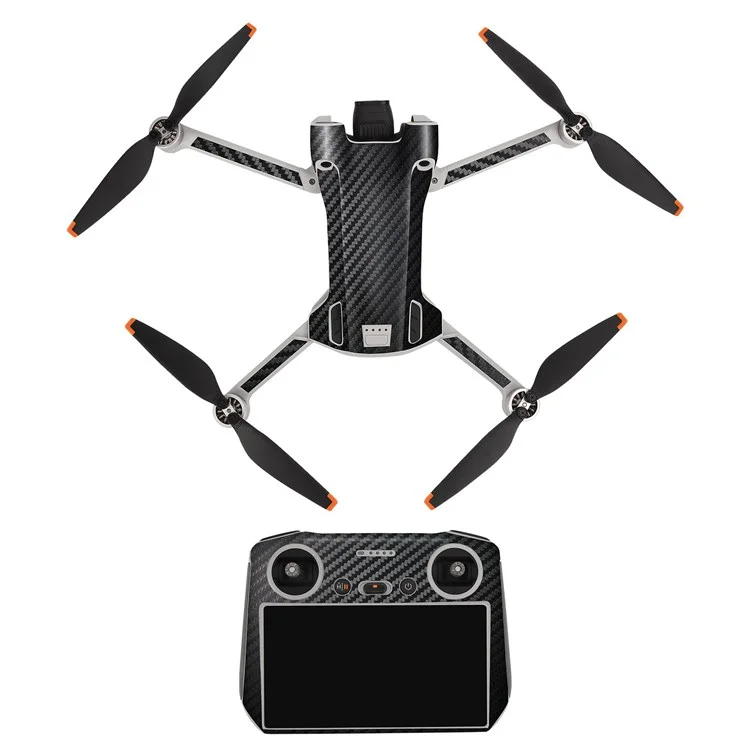 SUNNYLIFE MM3-TZ396 For DJI Mini 3 Pro Drone + for DJI RC Remote Control Stickers Set Anti-scratch Decorative Stickers Decals - Black Carbon Fiber