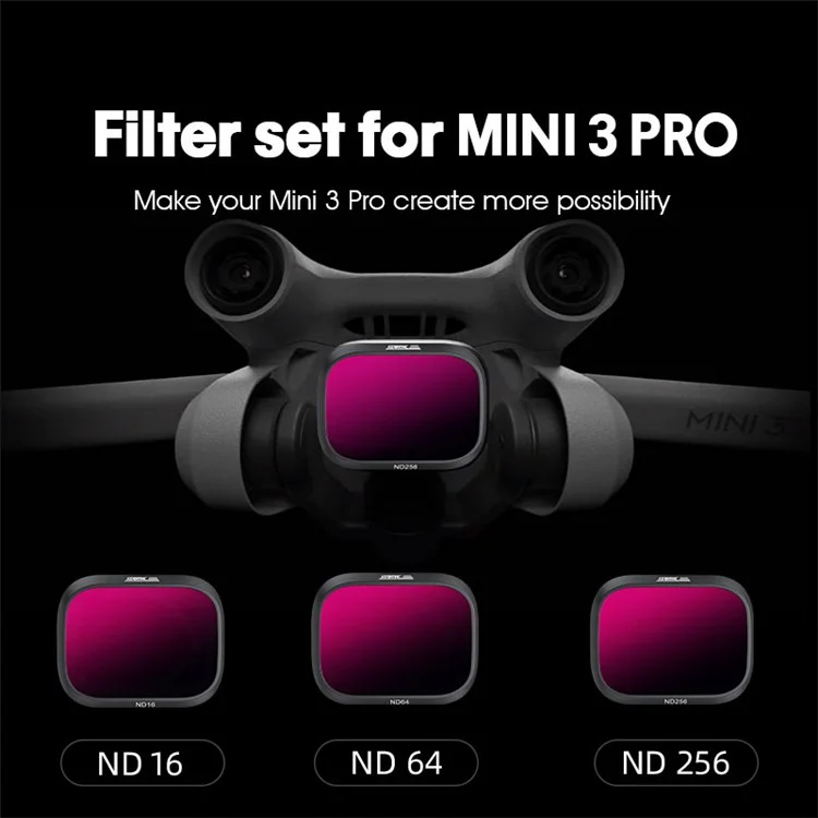 Startrc 1110872 Pour DJI Mini 3 Pro 3pcs / Set HD Optical Glass Nd16 / 64/256 Filtres D'objectif de la Caméra