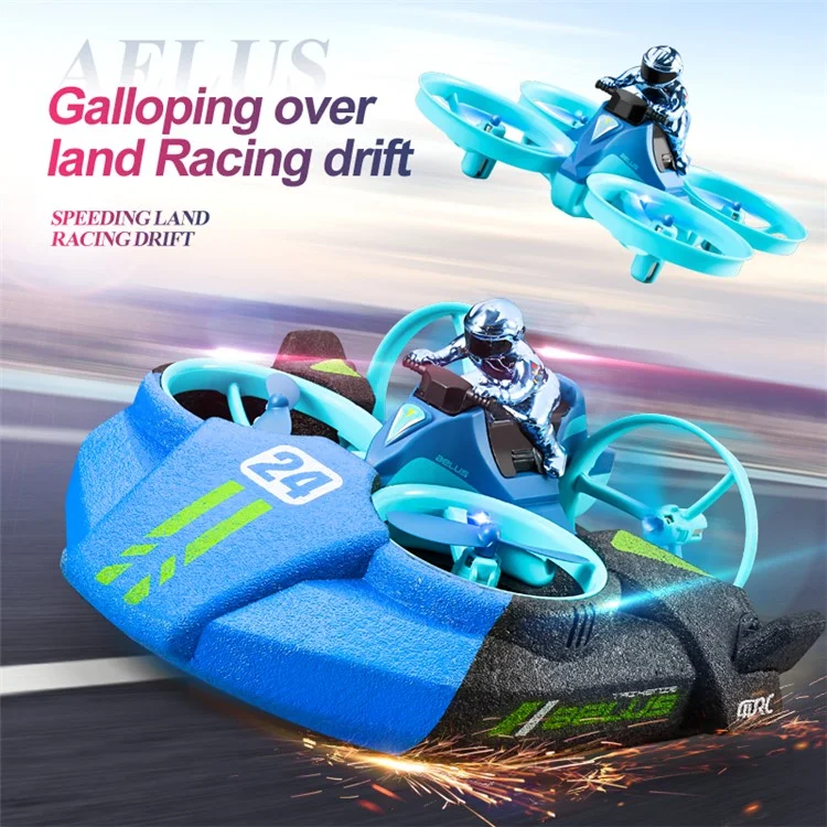 V24 Aeromobili RC a Quattro Assi RC Tre in Tre in Uno e Air rc Barca a 360 Gradi Turghibling Remote Control Giocattoli Con Due Batterie Con Due Batterie - Verde