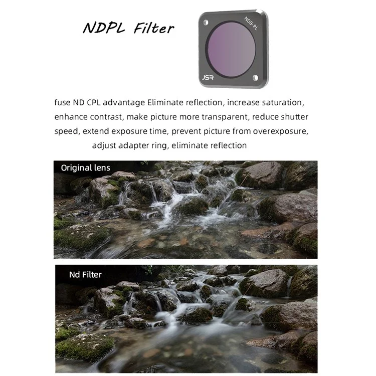 JUNESTAR For DJI Action 2 NDPL Filter Multi-layer Coating Optical Glass Camera ND-PL Lens Filter - ND16-PL