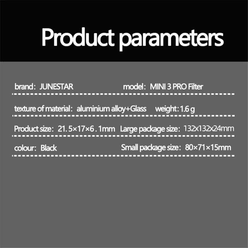 JUNESTAR KB-3IN1 JSR-1663-24 For DJI Mini 3 Pro 3Pcs/Set CPL+ND16+NIGHT Filter Aluminum Alloy+Glass Camera Lens Filter