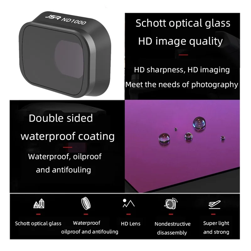Junestar JSR-1663-23 KB-12IN1 Multi-Coated Optical Glass Filter Set Für DJI Mini 3 Pro Wasserdichte Anti-kratzer-linsenfilter