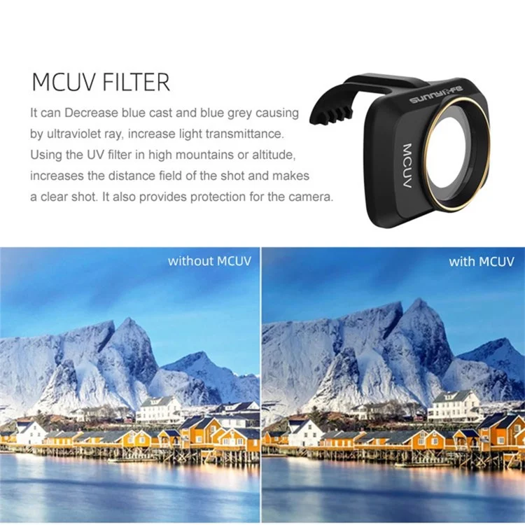 SUNNYLIFE MM-FI9257 4pcs / Set Pour DJI Mini se / Mini 2 / Mavic Mini Mcuv + Cpl + Nd4 + Nd8 Filtres D'objectif de Caméra Drone Drone Filtres en Verre Optique