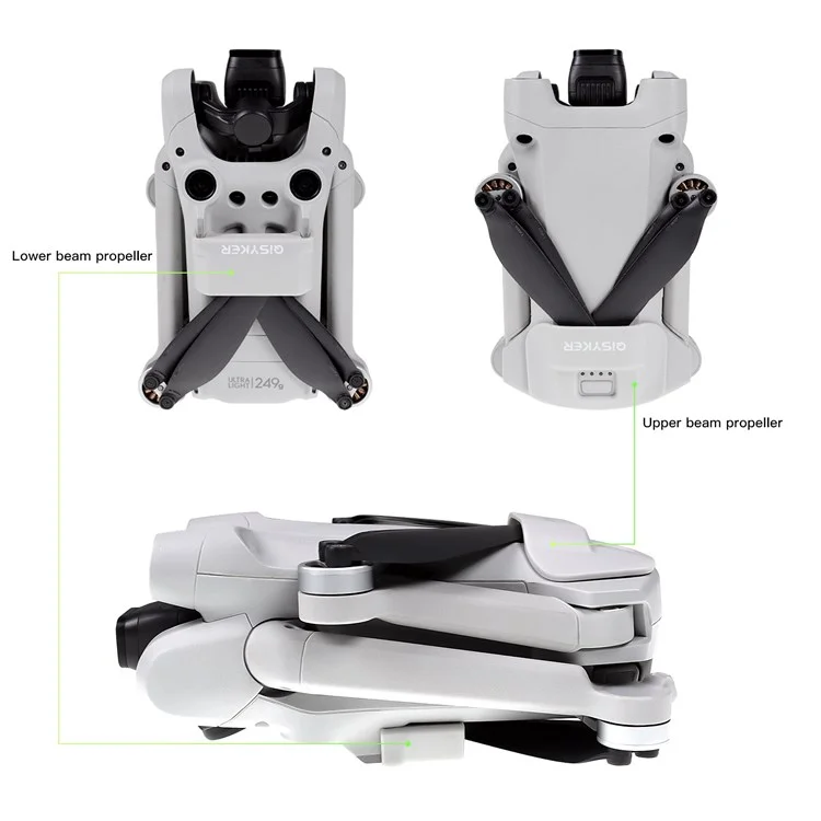 Qisyker Min30707 Para Dji Mini 3 Pro Design Simples Drone de Design Superior + Parte Inferior Estabilizador de Fixador de Hélice