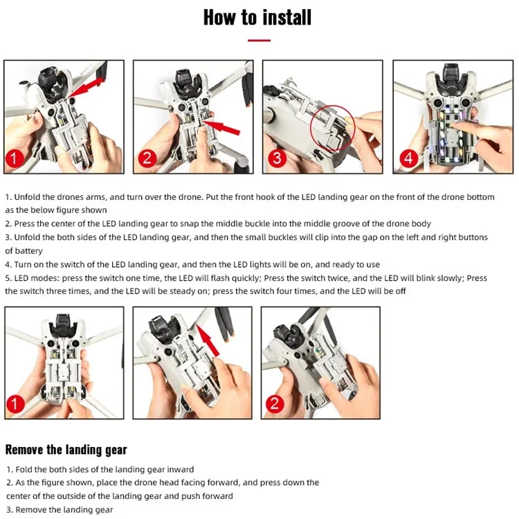 Startrc 1111016 Für DJI Mini 3 Pro Drone Faltbares Fahrwerk LED Light ABS Anti-fall-fall Erhöhte Ständer