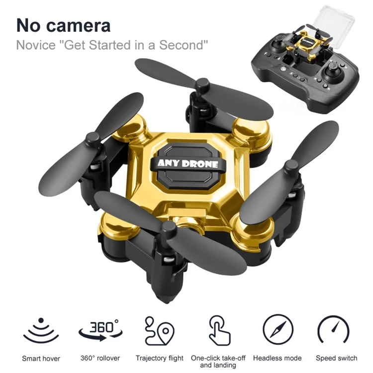 ANY DRONE K04 Folding Aircraft Portable Mini Drone 2.4GHz RC Airplane Toy (without Camera) - Gold