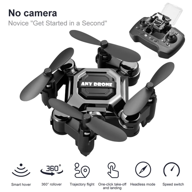 ANY DRONE K04 Folding Aircraft Portable Mini Drone 2.4GHz RC Airplane Toy (without Camera) - Black