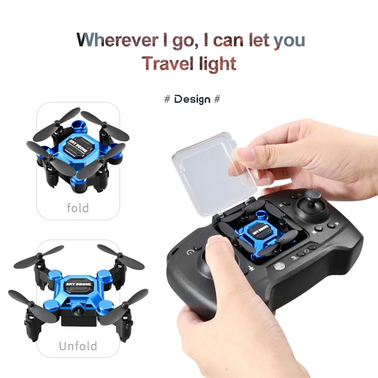 Cualquier Drone K04 Plegable Mini Aeronave Fotografía Aérea 4K HD Drone Portable 2.4GHz WiFi RC Airplane Juguete Con Lente Ancha de 120 Grados - Azul