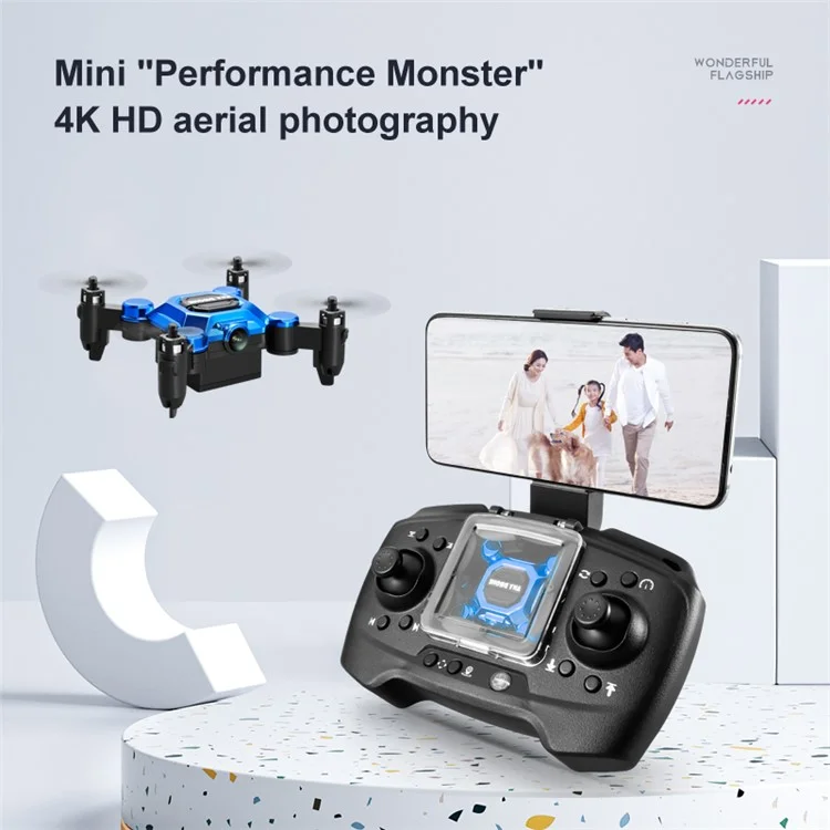 ANY DRONE K04 Folding Mini Aircraft Aerial Photography 4K HD Drone Portable 2.4GHz WiFi RC Airplane Toy with 120-Degree Wide-Angle Lens - Black