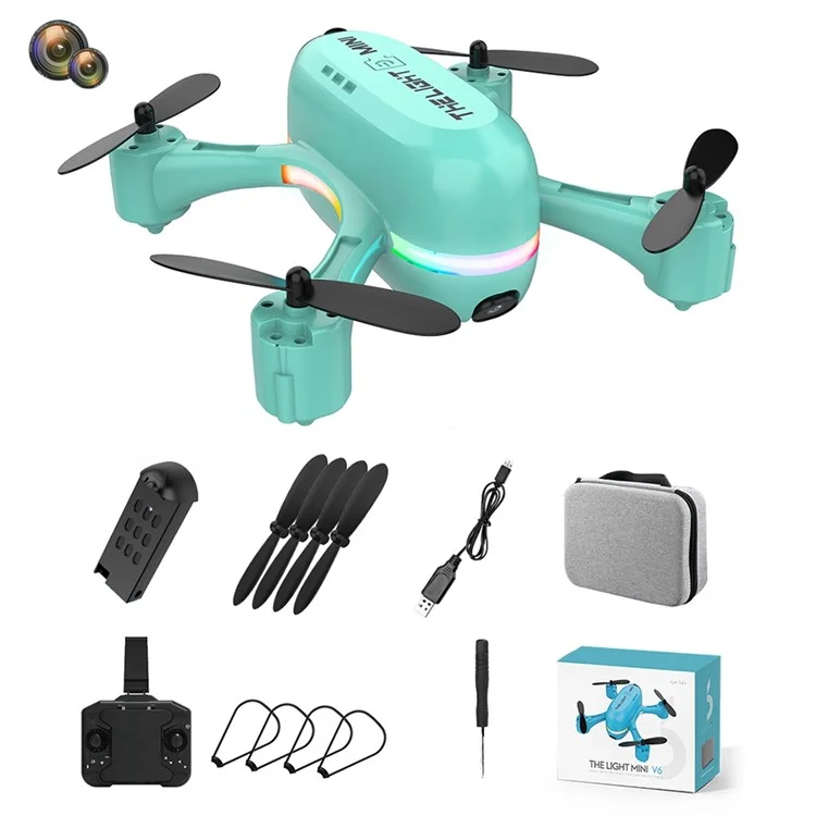 V6 Mini Lightweight RC Aircraft Aerial Photography 4 Channel Drone Com Letreiro / Função Wifi (bateria Única) - Verde