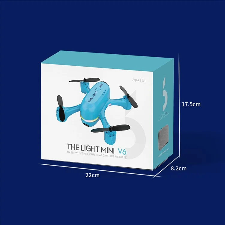 V6 Mini Lightweight RC Aircraft Aerial Photography 4 Channel Drone with Marquee / WiFi Function (Single Battery) - Blue