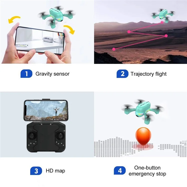V6 Mini Lightweight RC Aircraft Aerial Photography 4 Channel Drone with Marquee / WiFi Function (Single Battery) - Blue