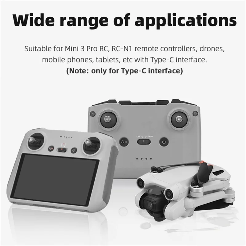 EWB9372 3Pcs Dust Plug for DJI Mini 3 Pro Drone Remote Controller Interface Silicone Waterproof Type-C Port Plugs - White