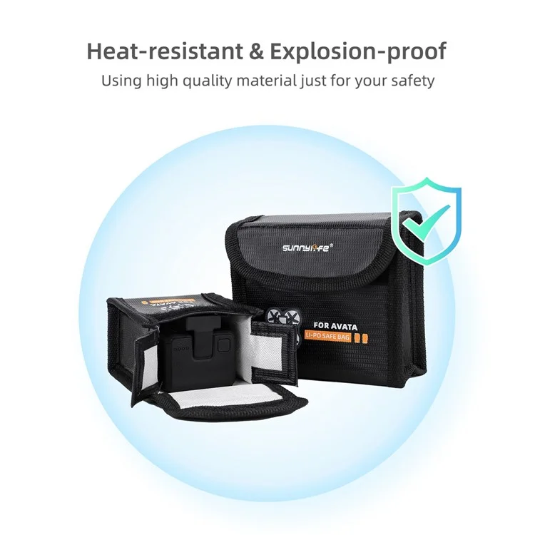 SUNNYLIFE AT-DC478 для DJI Avata 2-Battery Safety Storage Bag Explosion-proof Heat Resistant Lithium Battery Protective Pouch
