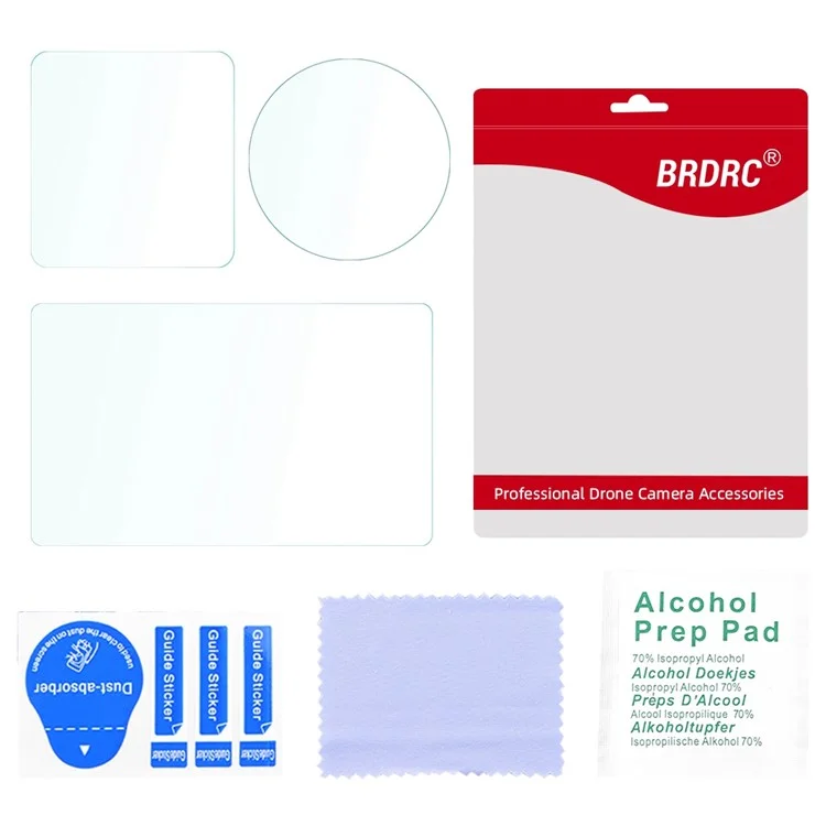 BRDRC pour DJI Osmo Action 3 Camera Tempered Glass Film Explosion-proof Screen Lens Protector Set