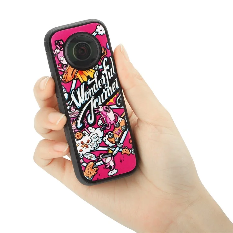 SUNNYLIFE IST-TZ485 For Insta360 X3 Adhesive Cute Pattern PVC Sticker Set Decoration Camera Accessories Kit - Graffiti / Carbon Fiber