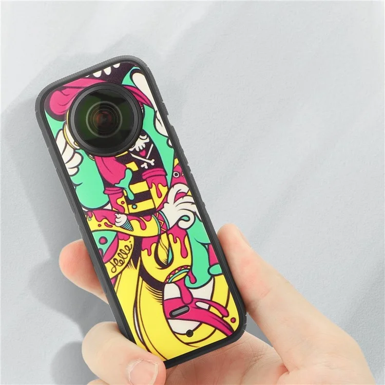 SUNNYLIFE IST-TZ485 For Insta360 X3 Adhesive Cute Pattern PVC Sticker Set Decoration Camera Accessories Kit - Graffiti / Carbon Fiber