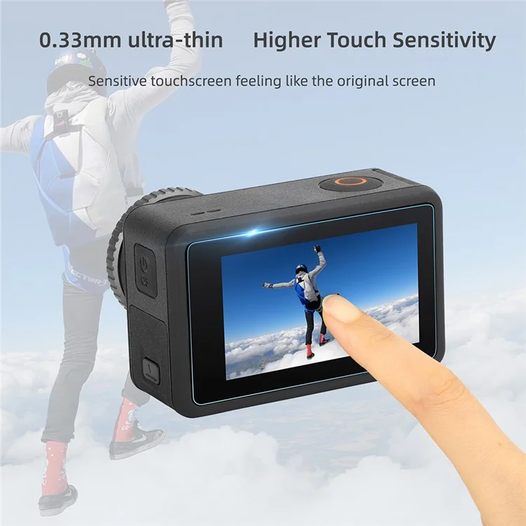 Sunnylife OA3-BHM494 3pcs / Установите Для DJI Osmo Action 3 Tempered Glass Screction Protector Protector Lins Film + Screen Film Combo