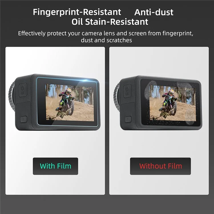 Sunnylife OA3-BHM494 3pcs / Установите Для DJI Osmo Action 3 Tempered Glass Screction Protector Protector Lins Film + Screen Film Combo