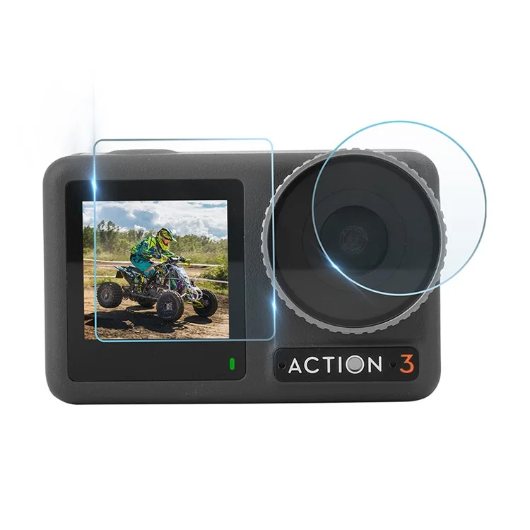 Sunnylife OA3-BHM494 3pcs / Установите Для DJI Osmo Action 3 Tempered Glass Screction Protector Protector Lins Film + Screen Film Combo