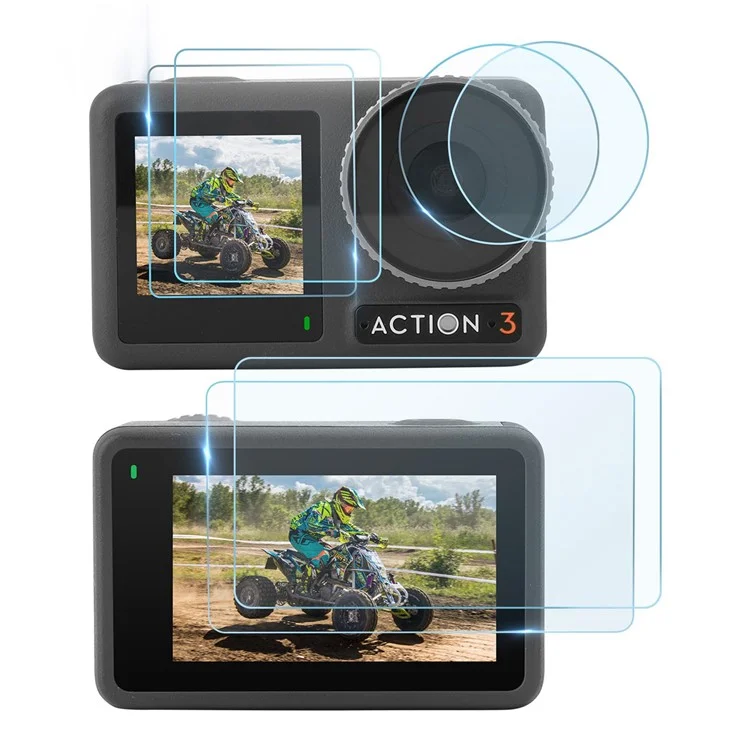 Sunnylife OA3-BHM495 6pcs / Imposta Protezione Per Schermo in Vetro Temperato Per DJI Osmo Action 3 Film Lens Film Anti-scratch Film + Film Combo