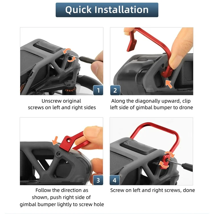 SUNNYLIFE AT-BX500 Pour DJI Avata Gimbal Bumper Aluminium Alloy Fender Guard Protection Tool RC Accessoires - Rouge