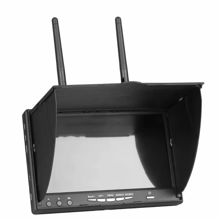 LS-5802D FPV Монитор 5.8Ghz 40 каналов 7-дюймовый экран Приемник монитор с козырьком и двойной антенной для FPV RC Drone Quadcopter - Евровилка