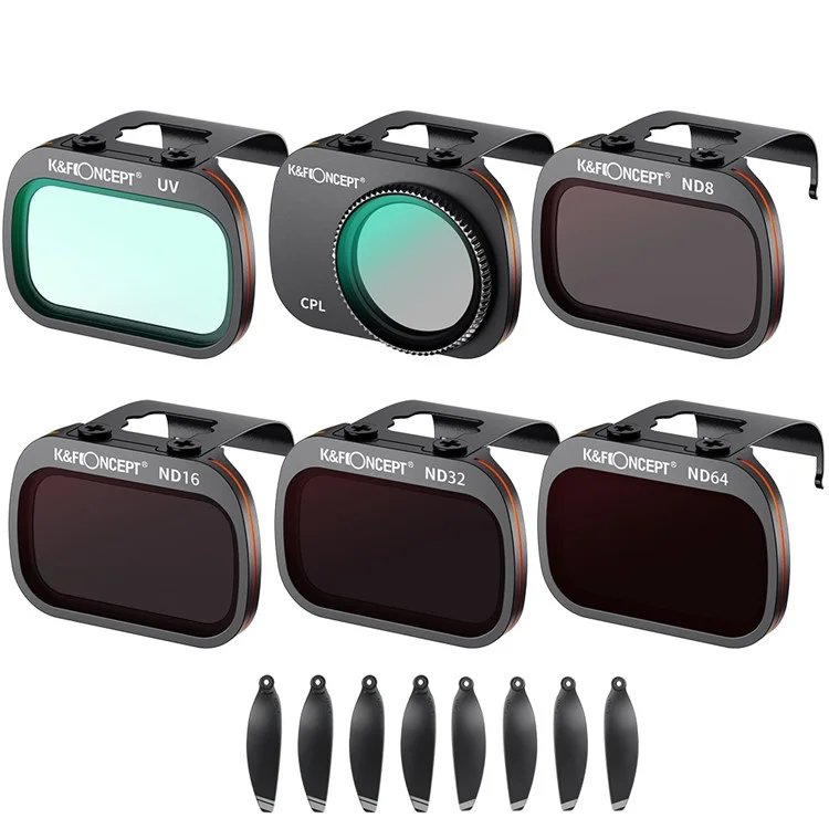 K&F CONCEPT SKU.1865 Pour DJI Mavic Mini 1 / Mini 2 / SE Multi-Coated Filter Set, 6Pcs Anti-Scratch Filters UV+CPL+ND8+ND16+ND32+ND64 Filtres d'objectif HD