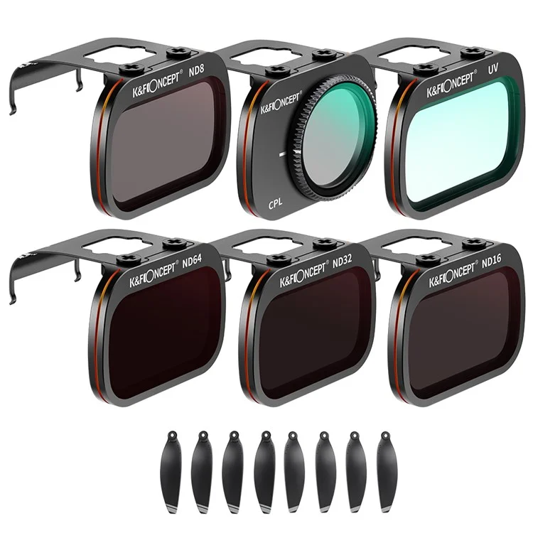 K&F CONCEPT SKU.1865 Pour DJI Mavic Mini 1 / Mini 2 / SE Multi-Coated Filter Set, 6Pcs Anti-Scratch Filters UV+CPL+ND8+ND16+ND32+ND64 Filtres d'objectif HD
