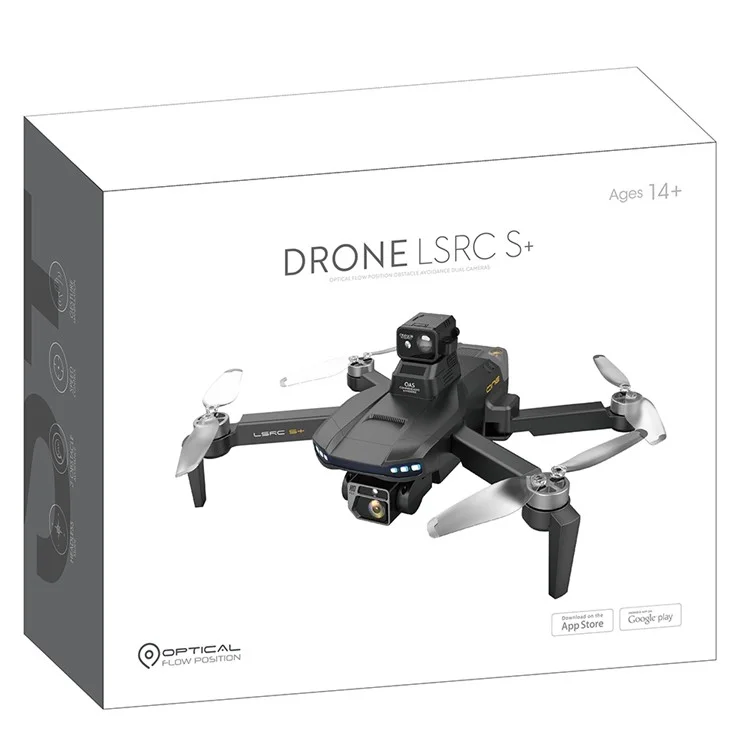 LSRC S+ Fluxo Óptico / Posicionamento de GPS Retorno de Ida RC Drone HD Câmera WiFi FPV Anti-shake Quadcopter Com Laser Evitação de Obstáculos Cabeça