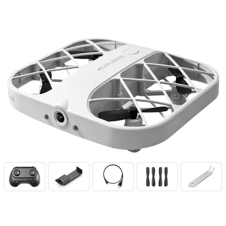 JJRC H107 Mini 4 axes Grille de protection RC Quadcopter Caméra 4K HD intégrée Transmission en temps réel Télécommande Drone - Blanc