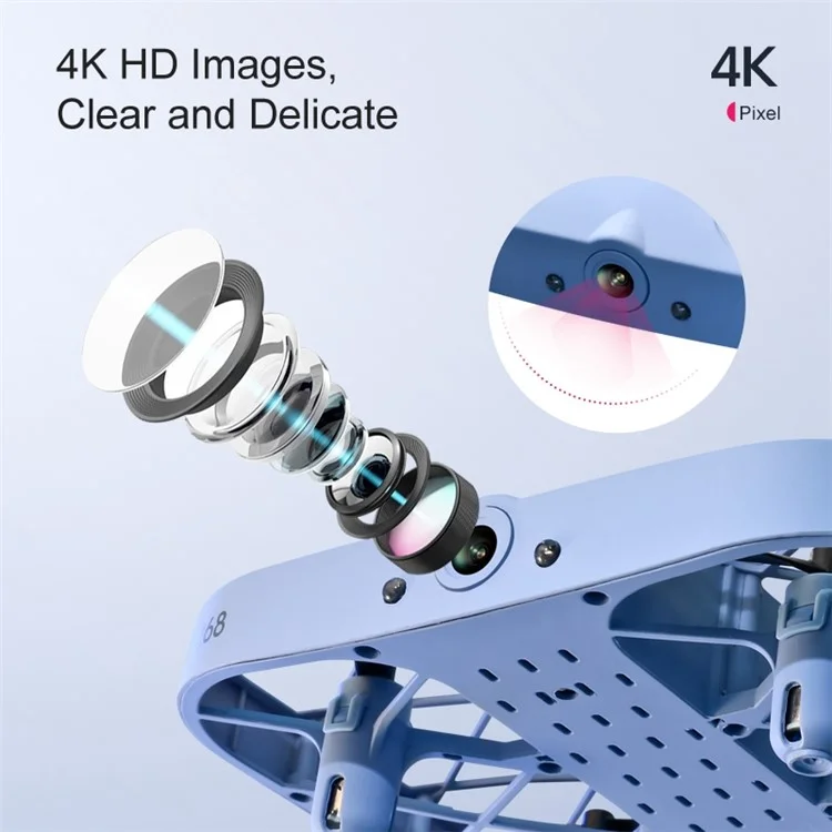 JJRC H107 Mini 4 axes Grille de protection RC Quadcopter Caméra 4K HD intégrée Transmission en temps réel Télécommande Drone - Blanc