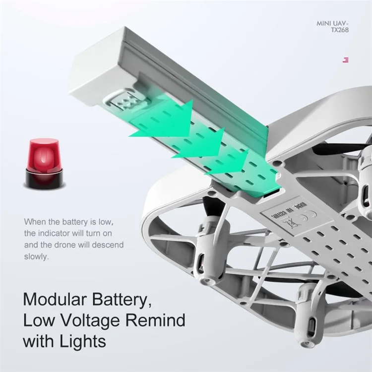 JJRC H107 Mini 4 axes Grille de protection RC Quadcopter Caméra 4K HD intégrée Transmission en temps réel Télécommande Drone - Blanc