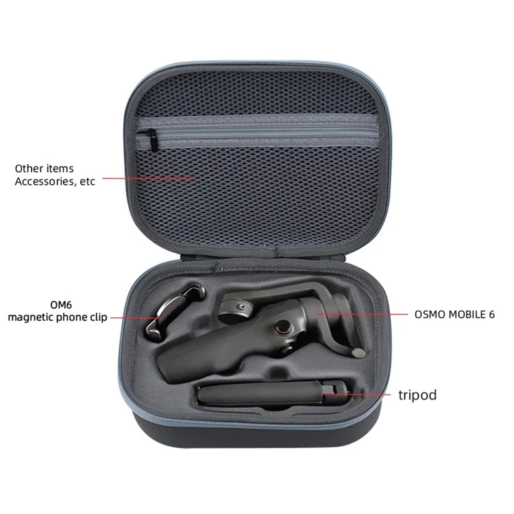 BRDRC DJI-9537 Drone Carrying Case for Osmo Mobile 6, Portable Travel Gimbal Stabilizer Storage Bag Box Handbag - Dark Grey