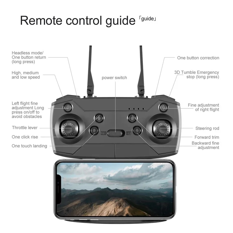 S69 Remoto Control RC Dron HD Dupa Camera Lens Onda-chiare Evitamento ad Ostacoli RC Quadcopter, Con 1 Batteria