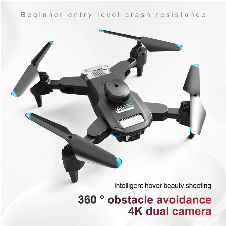 S69 Remote Control RC Dron HD Dual Camera Lens Lens One-key Return Evitoct Eviter RC Quadcopter, Avec 1 Batterie